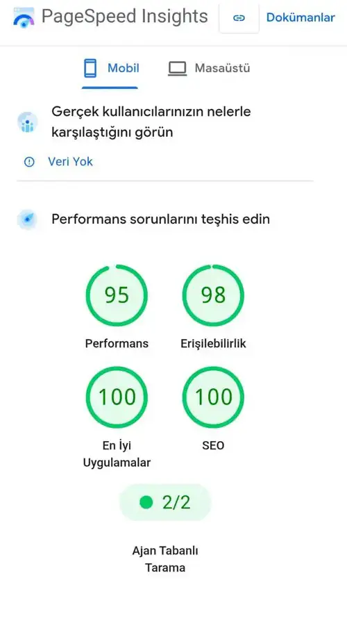 Kendi web site performansımız Kendi web site performansımız